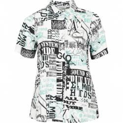 Womens shirt plus size with short sleeves and a modern print- Chalou multicolor Bettina, front